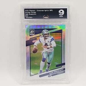 2021 Donruss Optic Dak Prescott Silver Holo Prizm #22 Dallas Cowboys Graded 9